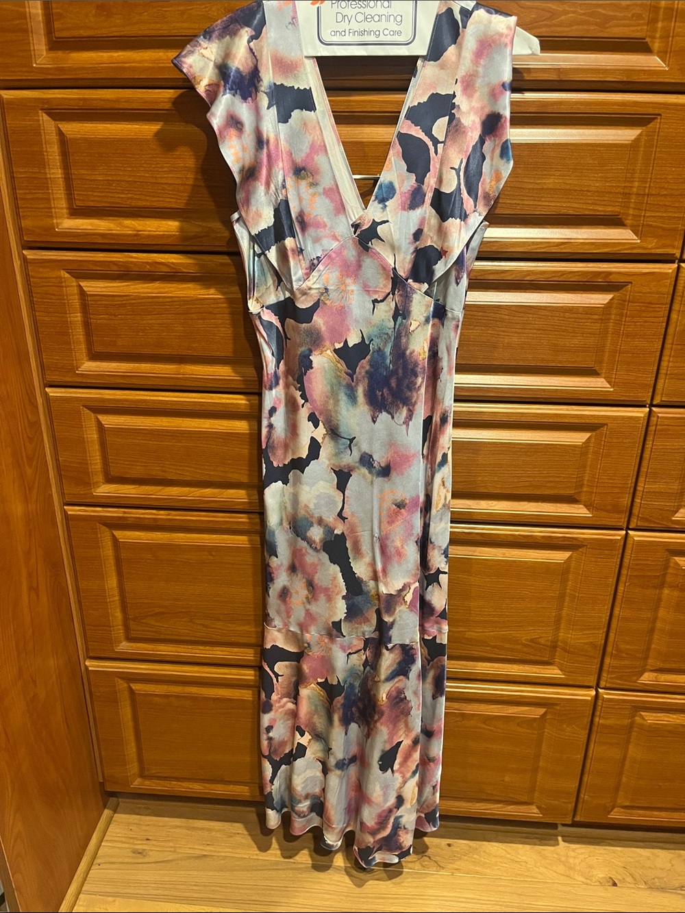 Rails Floral Watercolor V-Neck Maxi Dress in Pink and Navy